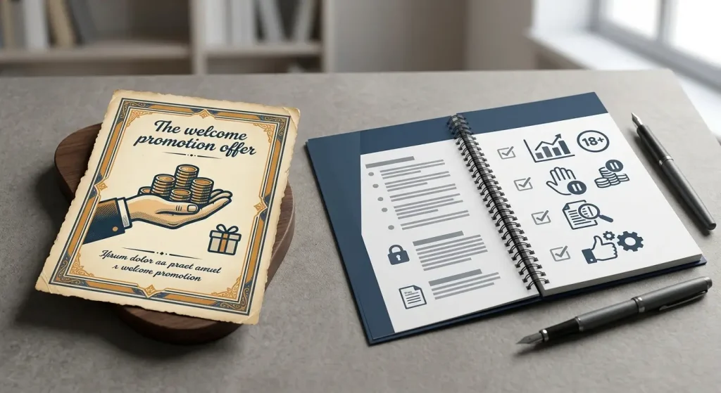 Conceptual illustration comparing an old promotional offer with a modern rulebook