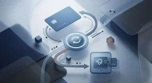 Illustration of debit card, bank transfer and digital wallet payment concepts